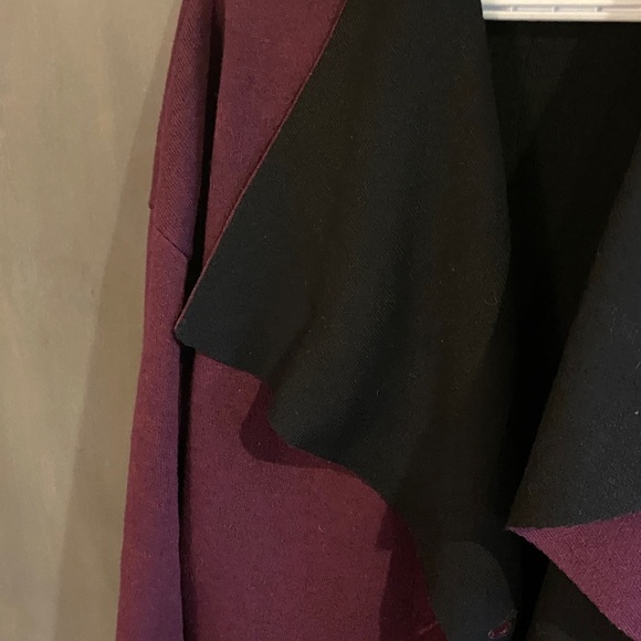 Catherine Malandrino Burgundy and Black Cape Jacket - Picture 3 of 7